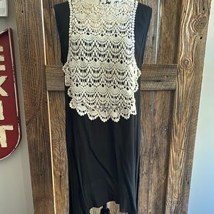 NWT asymmetrical tunic with lace bib